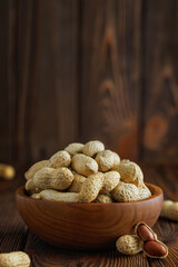 unshelled peanuts in bowl on table