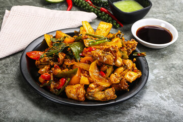 Vietnamese cuisine - fried frog with vegetables