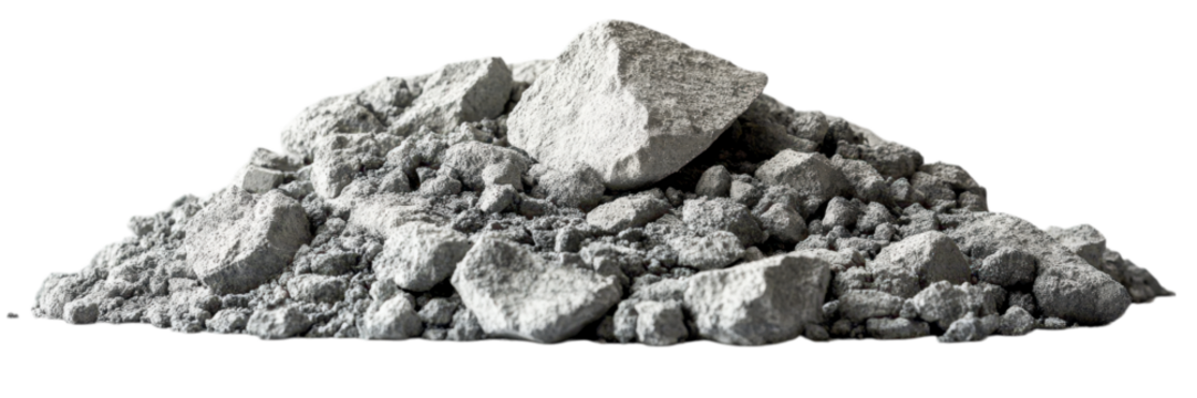 Cement Pile on White Background, subtle shadows create a minimalistic and clean aesthetic, emphasizing texture and form