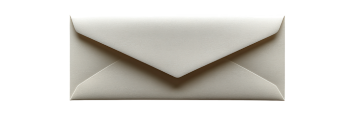 Minimalist envelope design with rounded corners, centered on a clean white background, emphasizing simplicity and elegance
