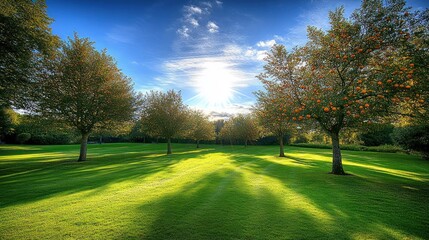 Obraz premium Sunlit Orchard on a Sunny Day