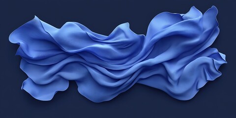 Fototapeta premium Blue fabric waves, flowing design, dark background, abstract art, website banner