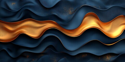 Obraz premium Abstract gold and blue waves, luxury background