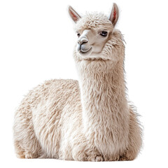 Obraz premium A fluffy white alpaca lounging comfortably.