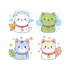 Adorable Cartoon Cats with Scarves – High-Quality Vector for Seasonal Themes