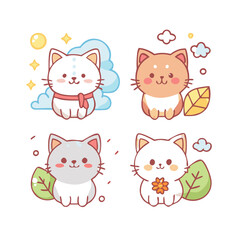 Adorable Cartoon Cats with Scarves – High-Quality Vector for Seasonal Themes