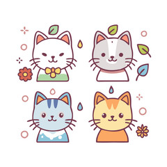 Adorable Cartoon Cats with Scarves – High-Quality Vector for Seasonal Themes