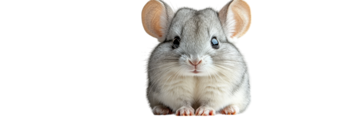 Fluffy Chinchilla on White, a soft-furred chinchilla against a clean backdrop, emphasizing its fluffy texture and minimalistic design