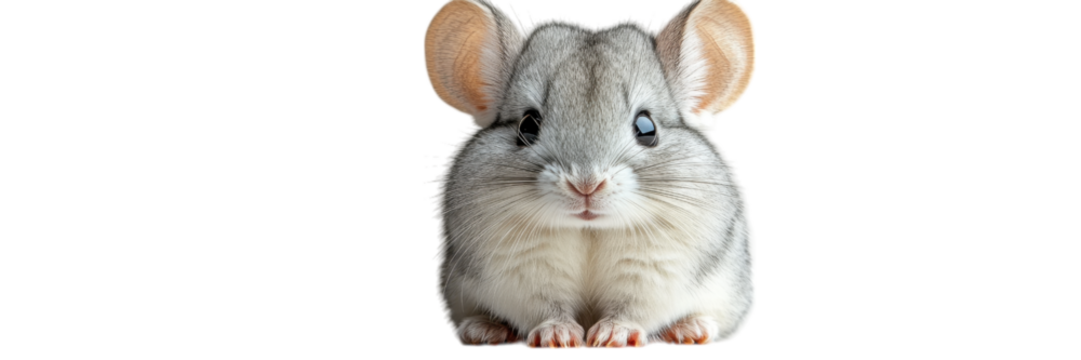 Fluffy Chinchilla on White, a soft-furred chinchilla against a clean backdrop, emphasizing its fluffy texture and minimalistic design