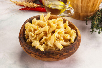 Raw dry Italian pasta - campanelle