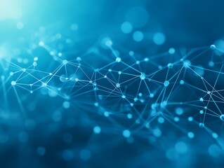 Obraz premium Abstract blue network connections with glowing geometric shapes
