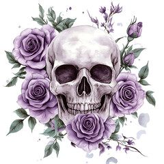Halloween and Purple Roses Clipart Vector Illustration