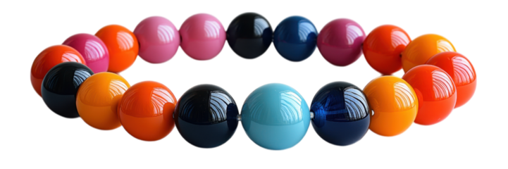 Vibrant chunky statement necklace, bold beads, clean minimal design, white backdrop, modern accessory, eye-catching elegance