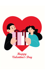 couple with heart and gift box
valentine card