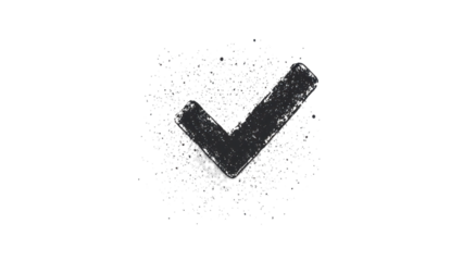 Minimalist checkmark icon, stark black design on clean white backdrop, ideal for modern interfaces and graphic elements