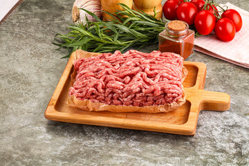 Raw uncooked red minced meat
