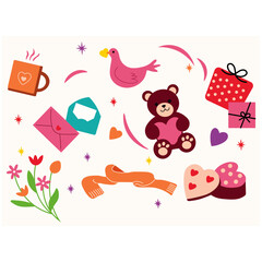 set of valentine
birds with a letter