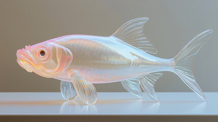 3D translucent fish with glowing light 