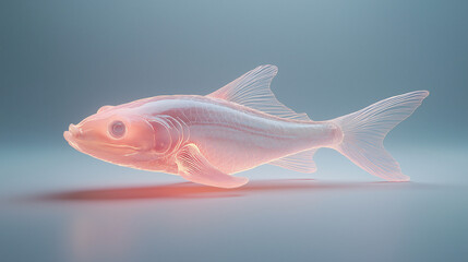 Obraz premium 3D translucent fish with glowing light 