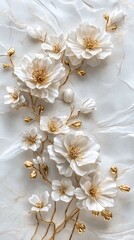 Elegant white flowers with golden accents create a stunning decorative centerpiece.