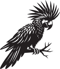 Parrot Silhouette line art vector illustration on white background