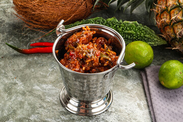 hot chili pepper with meat