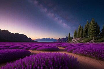 Beautiful and Peaceful Nature Scenery Illustration Landscape Countryside Tranquil Vibrant and Colorful