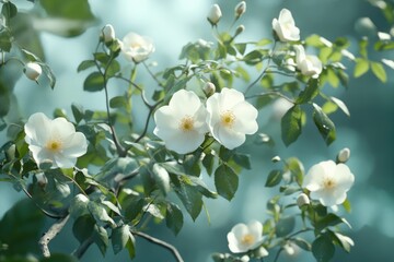 Beautiful fresh musk rose. Rosa moschata flowers in early summer