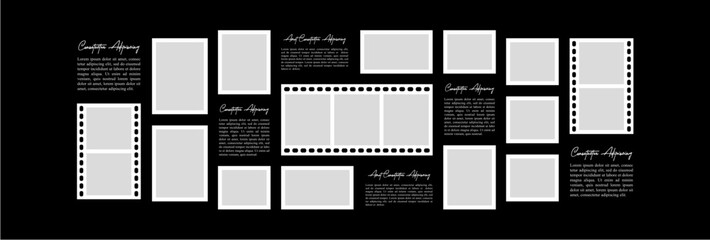 Pictures or photos frame collage layout abstract photo frames and digital photo wall template