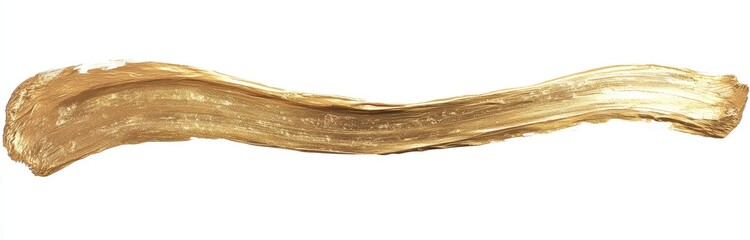 Gold paint stroke, texture, smear, brush stroke, isolated on white background.
