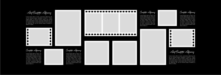 Pictures or photos frame collage layout abstract photo frames and digital photo wall template