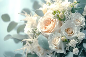 Obraz premium Close up of beautiful floral wedding bouquet Close up of beautiful floral wedding bouquet