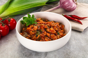 Chili con carne with beef and beans