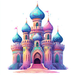 Fototapeta premium Whimsical Colorful Castle Illustration