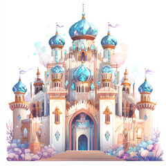 Fototapeta premium Whimsical Colorful Castle with Blue Domes