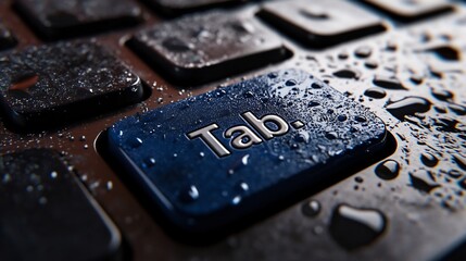Wet Keyboard: Macro Photography of a Tab Key
