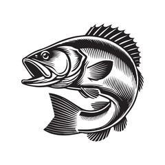 European seabass fish vector illustration, Sea fish different poses Design
