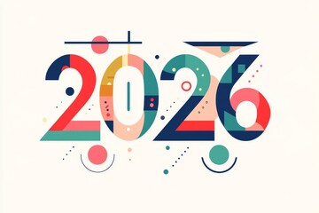 Colorful geometric illustration of the year 2026
