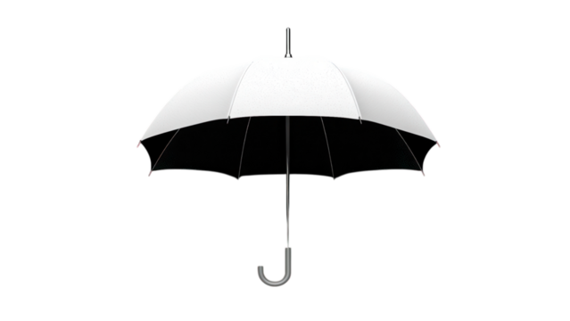 Minimalist Umbrella Design, sleek black and white illustration of an umbrella, modern aesthetic, clean lines, stylish simplicity