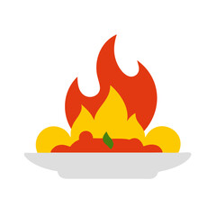 Flaming Dish Illustration – High-Quality Vector for Food and Restaurant Designs