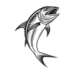 Naklejka premium King mackerel fish vector illustration, Sea fish different poses Design