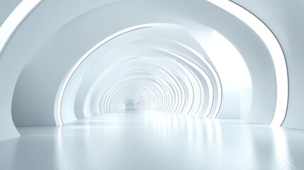 Naklejka premium Abstract white archway tunnel with glowing light.