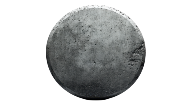 Smooth-edged cement circle on white backdrop, minimalist design, modern aesthetic, perfect for abstract art or architectural concepts