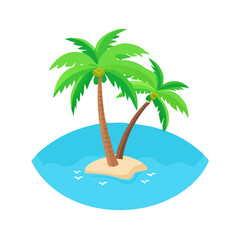 Palm Tree Island Illustration – High-Quality Vector for Beach-Themed Graphics