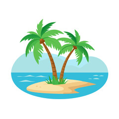 Palm Tree Island Illustration – High-Quality Vector for Beach-Themed Graphics