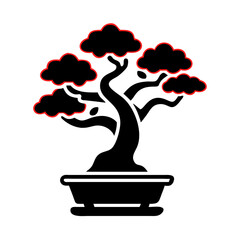 Elegant Bonsai Tree Silhouette Vector – Perfect for Zen and Nature Designs
