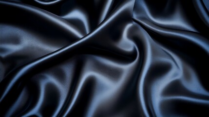 Dark Blue Silk Fabric Draped Luxuriously