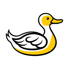 Cute Yellow Duck Cartoon Vector – Perfect for Kids' Designs and Branding