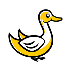 Cute Yellow Duck Cartoon Vector – Perfect for Kids' Designs and Branding