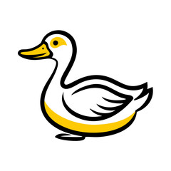 Cute Yellow Duck Cartoon Vector – Perfect for Kids' Designs and Branding